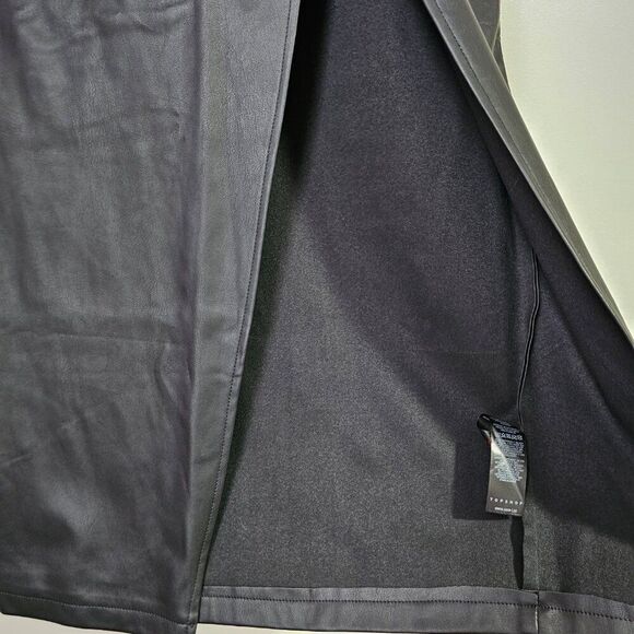 EUC TOPSHOP BLACK FAUX LEATHER TWISTED MIDI SKIRT SIDE SLIT SIZE 8 / SMALL - Picture 7 of 16